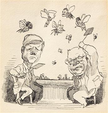 DAVID LEVINE (1926-2009) Group of 3 cartoons featuring John F. Kennedy.